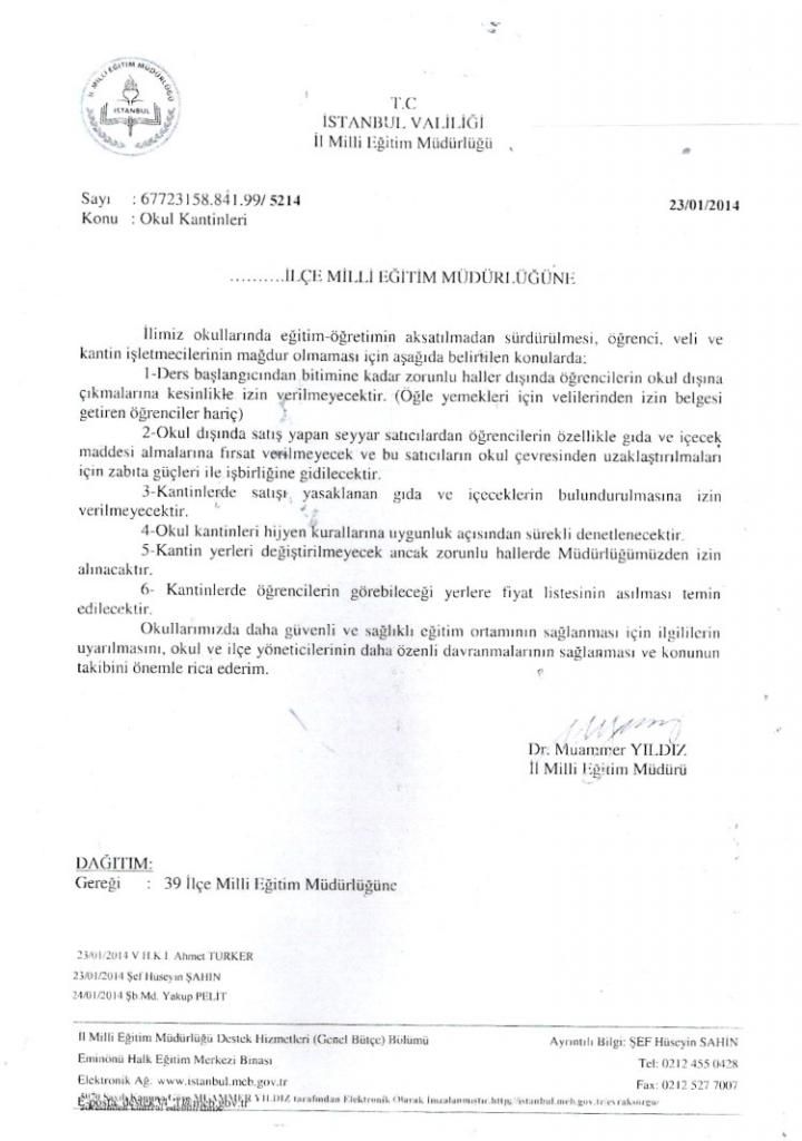 OKUL KAPILARININ KAPATILMASI ILE ILGILI YAZI