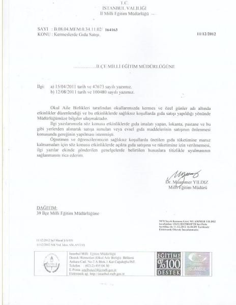 KERMESLERDE VE DİĞER ETKİNLİKLERDE GIDA SATIŞI YASAKLANDI