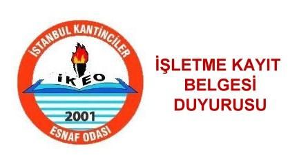 İşletme Kayıt Belgesi İle İlgili Duyuru