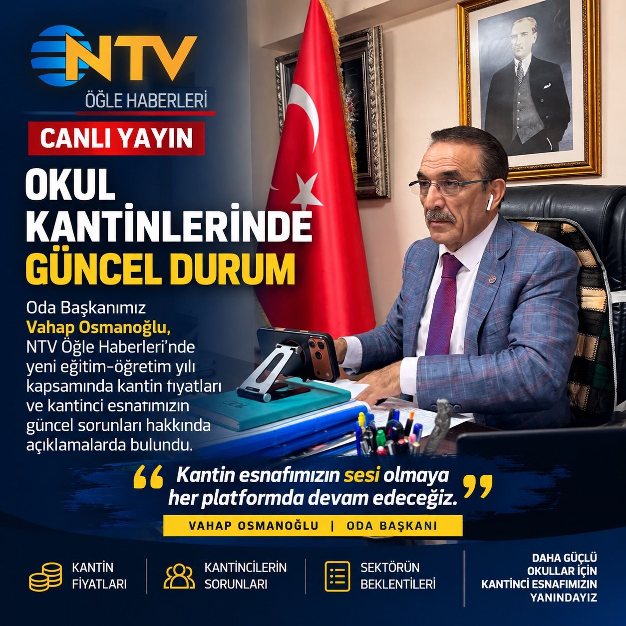 Başkan Vahap Osmanoğlu NTV Öğle Haberleri canlı yayınında